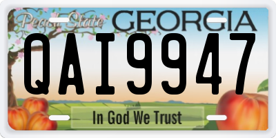 GA license plate QAI9947