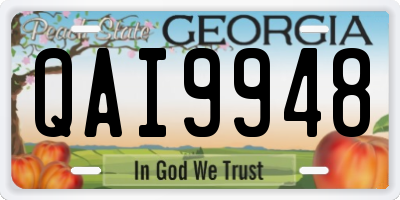 GA license plate QAI9948