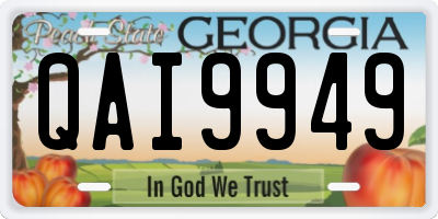 GA license plate QAI9949