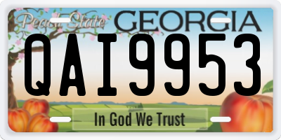 GA license plate QAI9953