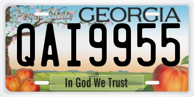 GA license plate QAI9955