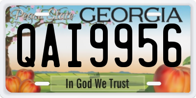 GA license plate QAI9956