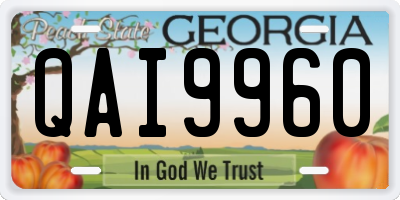GA license plate QAI9960