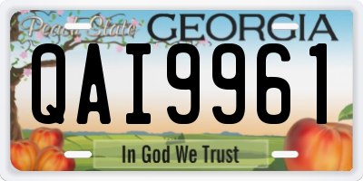 GA license plate QAI9961
