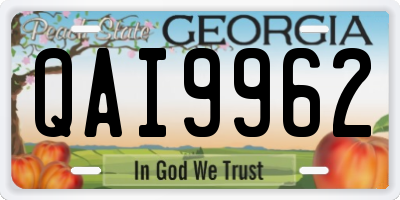 GA license plate QAI9962