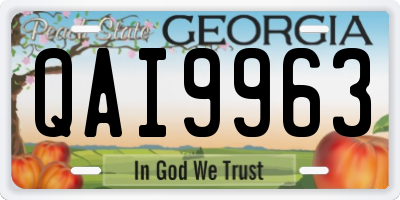 GA license plate QAI9963