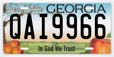 GA license plate QAI9966