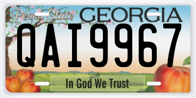 GA license plate QAI9967