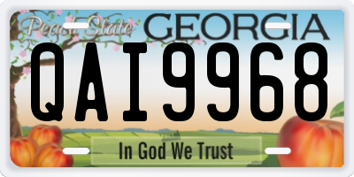 GA license plate QAI9968