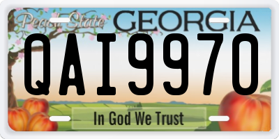 GA license plate QAI9970