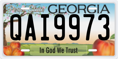 GA license plate QAI9973