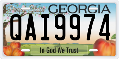 GA license plate QAI9974