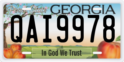 GA license plate QAI9978