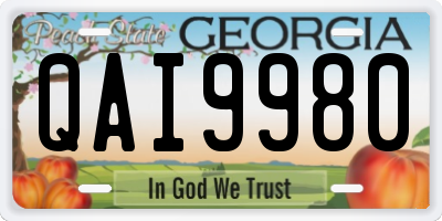 GA license plate QAI9980