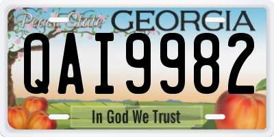 GA license plate QAI9982