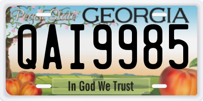 GA license plate QAI9985