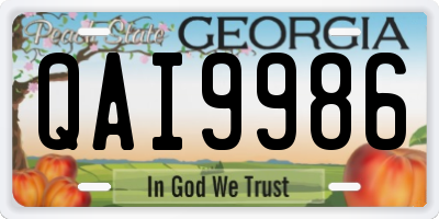 GA license plate QAI9986