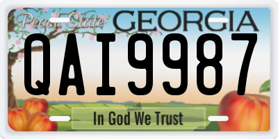 GA license plate QAI9987