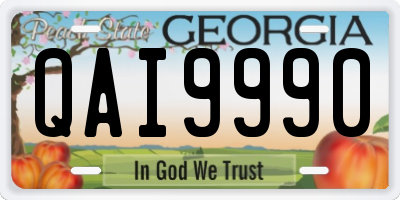 GA license plate QAI9990