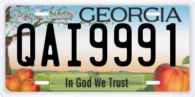GA license plate QAI9991