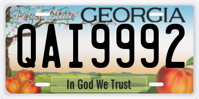 GA license plate QAI9992