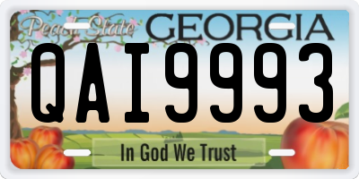 GA license plate QAI9993
