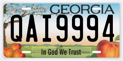 GA license plate QAI9994