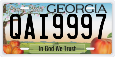 GA license plate QAI9997