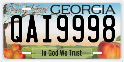 GA license plate QAI9998