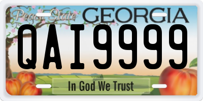 GA license plate QAI9999