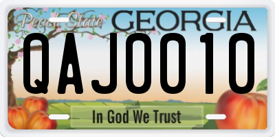 GA license plate QAJ0010