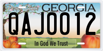 GA license plate QAJ0012