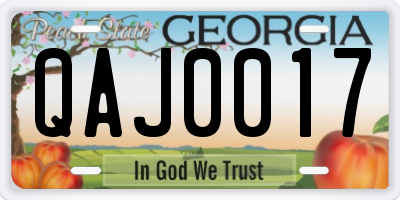 GA license plate QAJ0017
