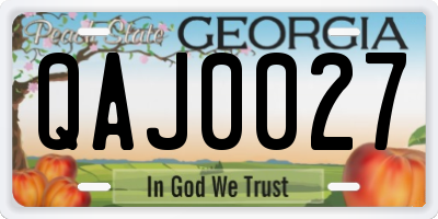 GA license plate QAJ0027
