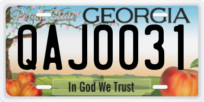 GA license plate QAJ0031