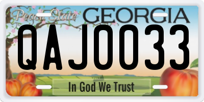 GA license plate QAJ0033