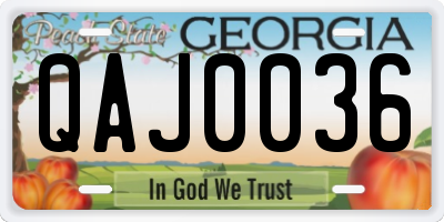 GA license plate QAJ0036