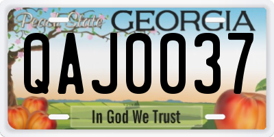 GA license plate QAJ0037