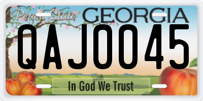 GA license plate QAJ0045