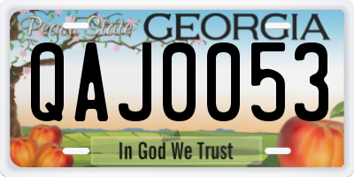 GA license plate QAJ0053