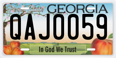 GA license plate QAJ0059