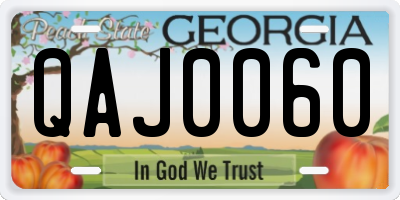 GA license plate QAJ0060