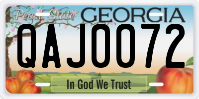 GA license plate QAJ0072