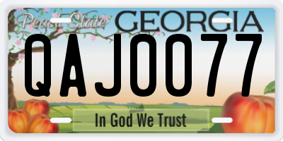 GA license plate QAJ0077