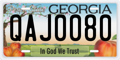 GA license plate QAJ0080