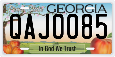GA license plate QAJ0085