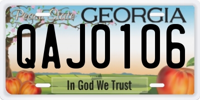 GA license plate QAJ0106