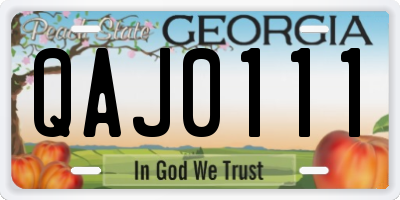GA license plate QAJ0111