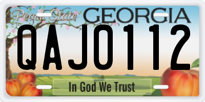 GA license plate QAJ0112