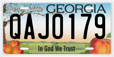 GA license plate QAJ0179